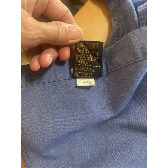 Tommy Hilfiger Dress Shirt Mens Large Blue Long Sleeve Button Up 80s 2 Ply Adult - Picture 8 of 10
